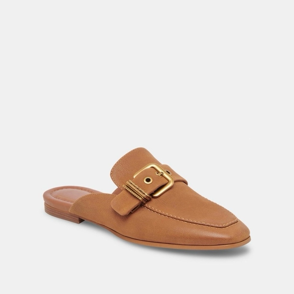 Dolce Vita Tan Leather Buckle Mules Size 6